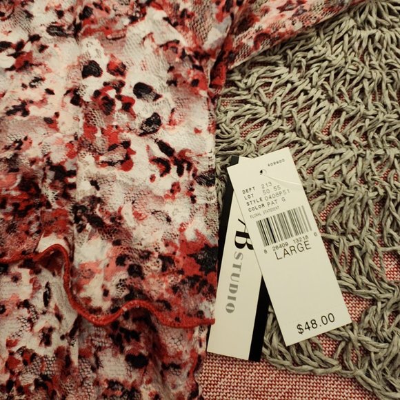 NWT AB Studio Women's Large Blouse with Ruffles - Picture 3 of 8